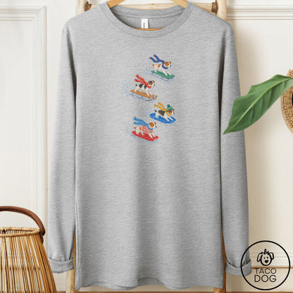 Jack Russell Sledding Long Sleeve Tee Athletic Heather Taco-Dog