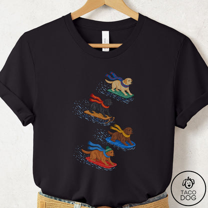 Labrador Retriever Sledding T-Shirt Black Taco-Dog