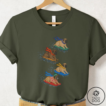 Mastiff Sledding T-Shirt Military Green Taco-Dog