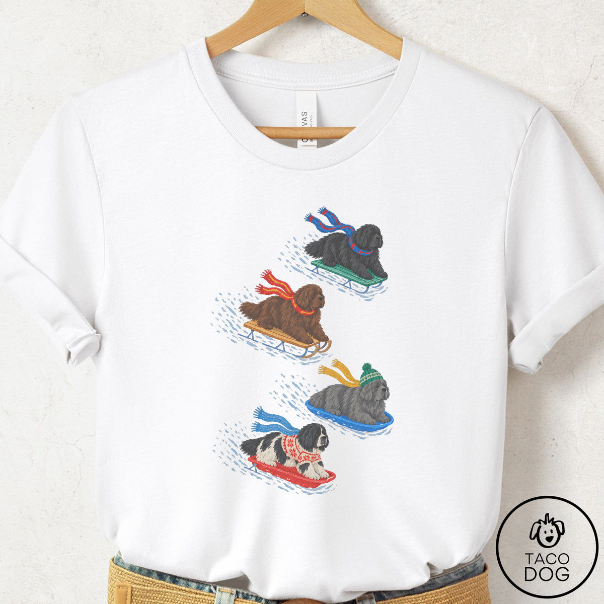 Newfoundland Sledding T-Shirt, design close-up