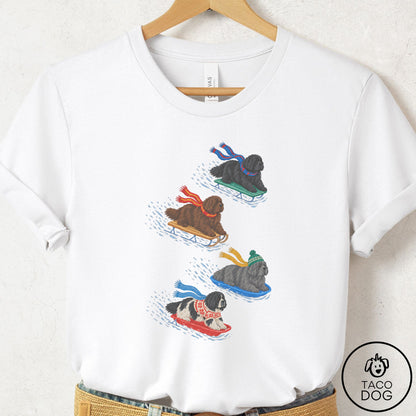 Newfoundland Sledding T-Shirt White Taco-Dog