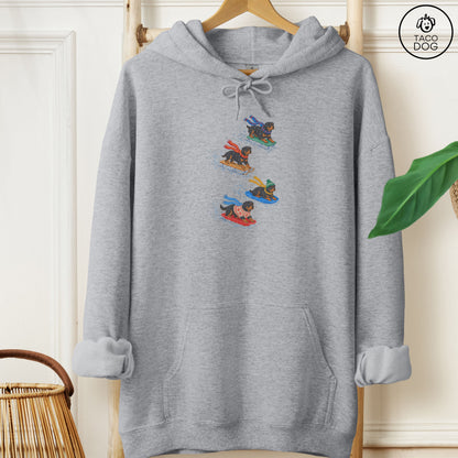 Rottweiler Sledding Hoodie Graphite Heather Taco-Dog
