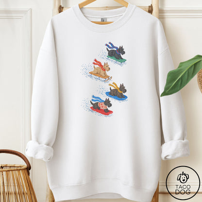 Scottie Sledding Sweatshirt White Taco-Dog