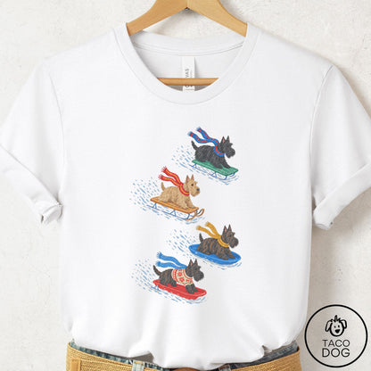 Scottie Sledding T-Shirt White Taco-Dog