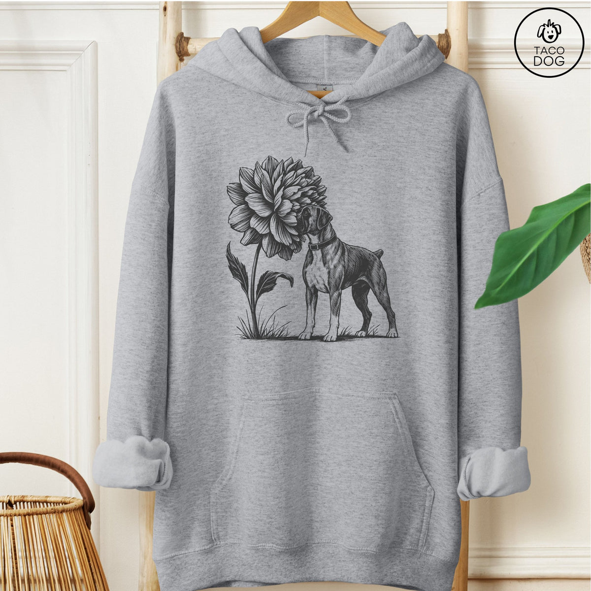 Boxer Smell The Flowers Hoodie Graphite Heather Taco-Dog