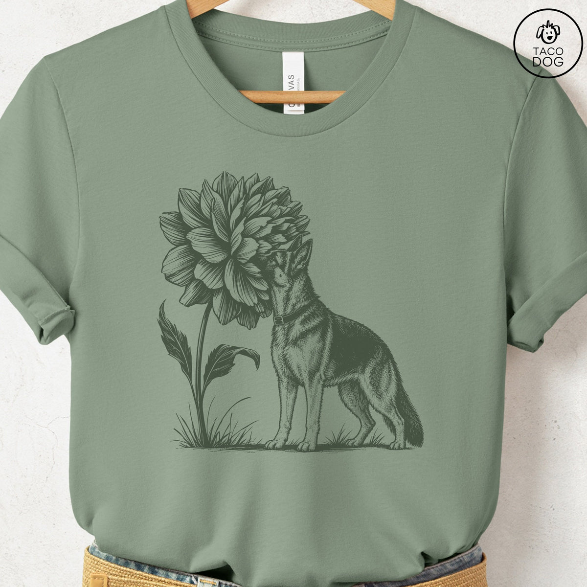 German Shepherd Smell The Flowers T-Shirt