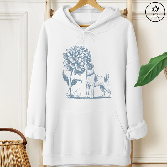 Jack Russell Smell The Flowers Hoodie White Taco-Dog