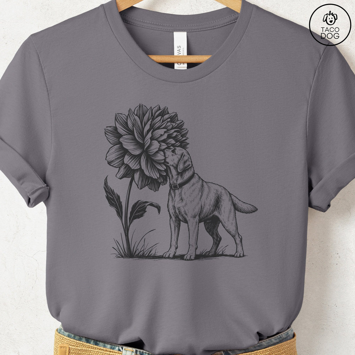 Labrador Retriever Smell The Flowers T-Shirt Storm Taco-Dog