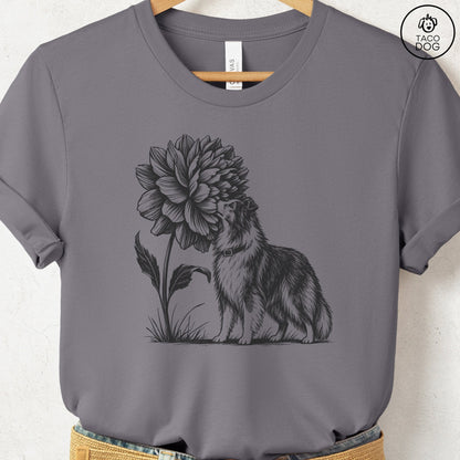 Shetland Sheepdog Smell The Flowers T-Shirt Storm Taco-Dog