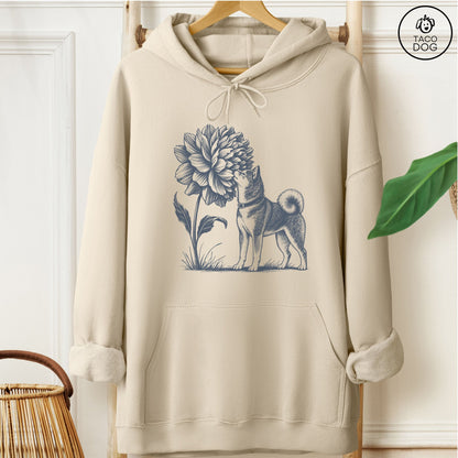 Shiba Inu Smell The Flowers Hoodie Sand Taco-Dog