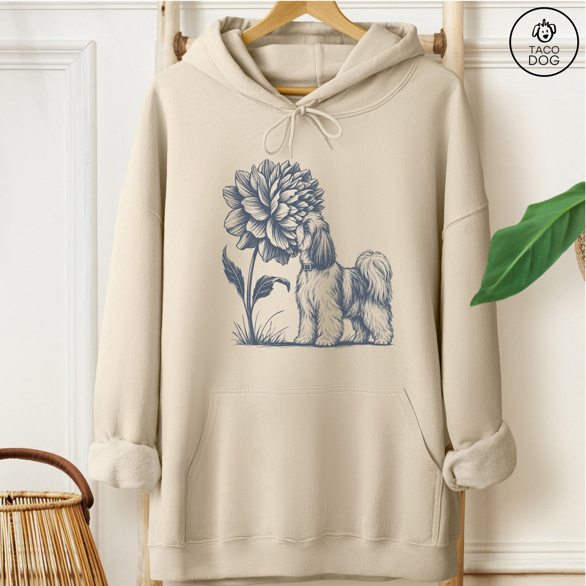 Shih Tzu Smell The Flowers Hoodie Sand Taco-Dog