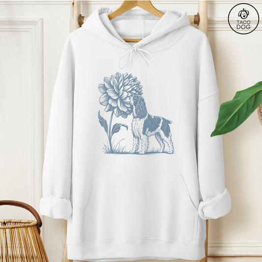 Springer Spaniel Smell The Flowers Hoodie White Taco-Dog