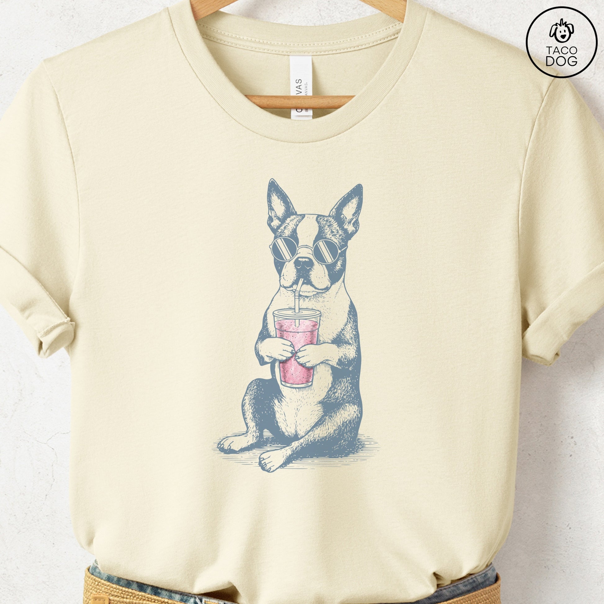 Boston Terrier Smoothie T-Shirt Natural S Taco-Dog