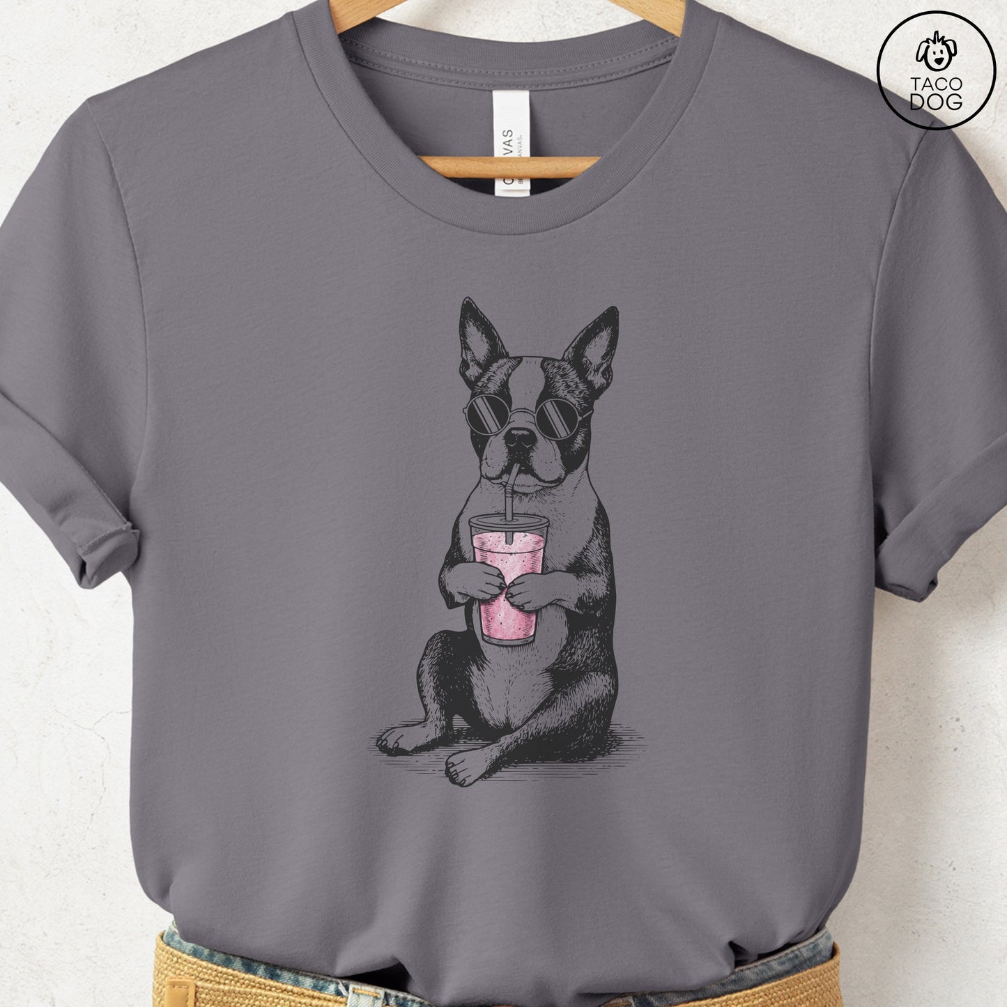 Boston Terrier Smoothie T-Shirt Storm S Taco-Dog