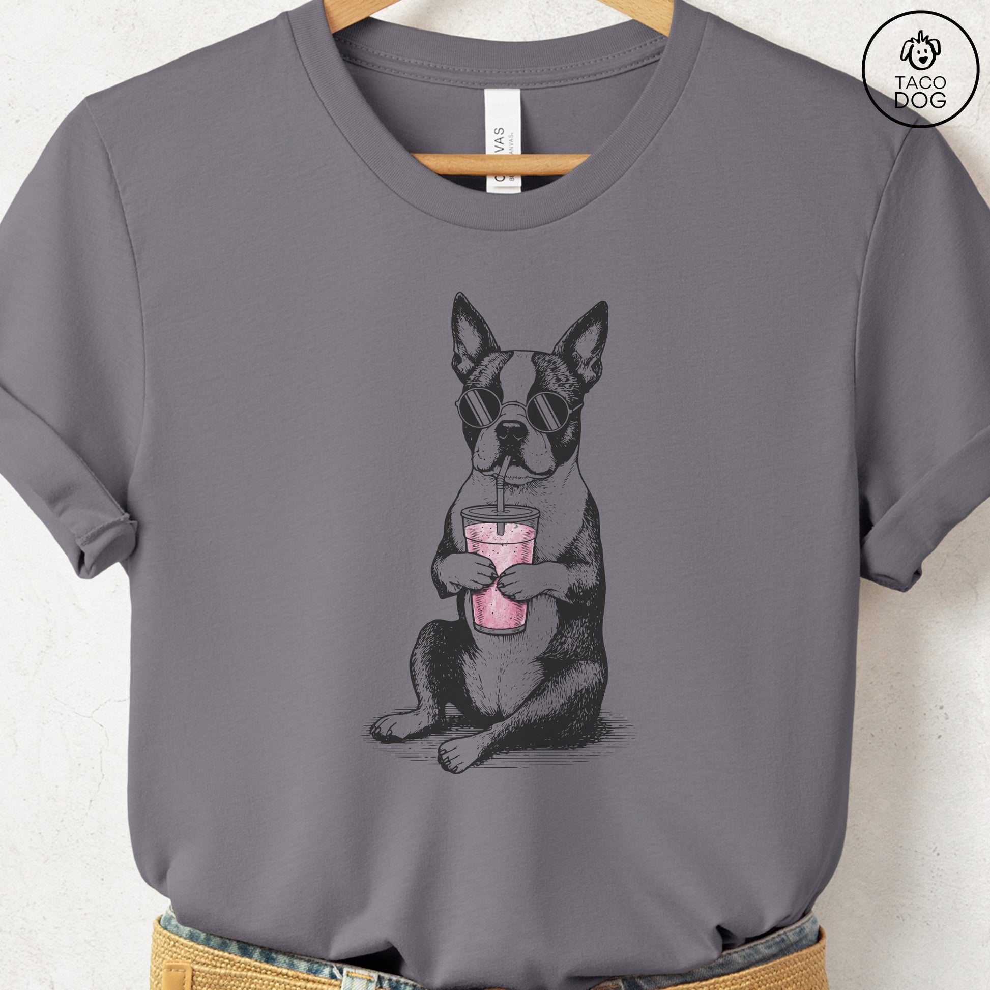 Boston Terrier Smoothie T-Shirt Storm S Taco-Dog