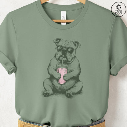 English Bulldog Smoothie T-Shirt Sage S Taco-Dog