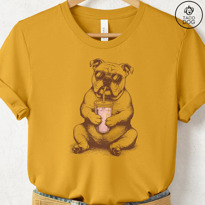 English Bulldog Smoothie T-Shirt Mustard S Taco-Dog