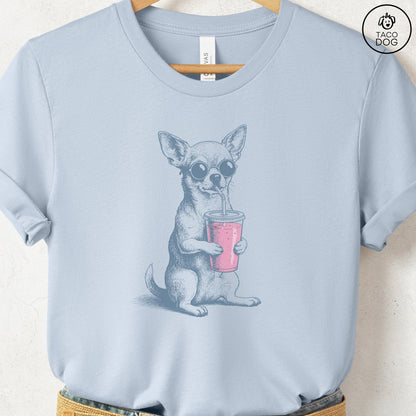 Chihuahua Smoothie T-Shirt Light Blue S Taco-Dog