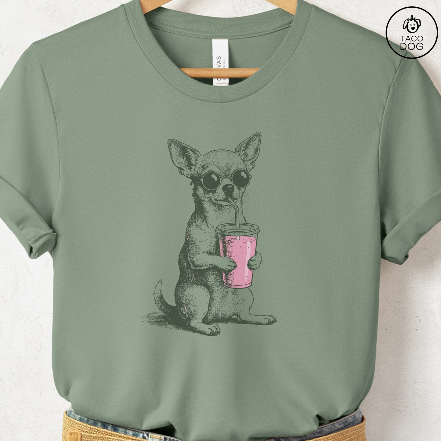 Chihuahua Smoothie T-Shirt Sage S Taco-Dog