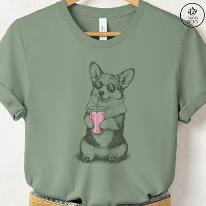 Corgi Smoothie T-Shirt Sage S Taco-Dog