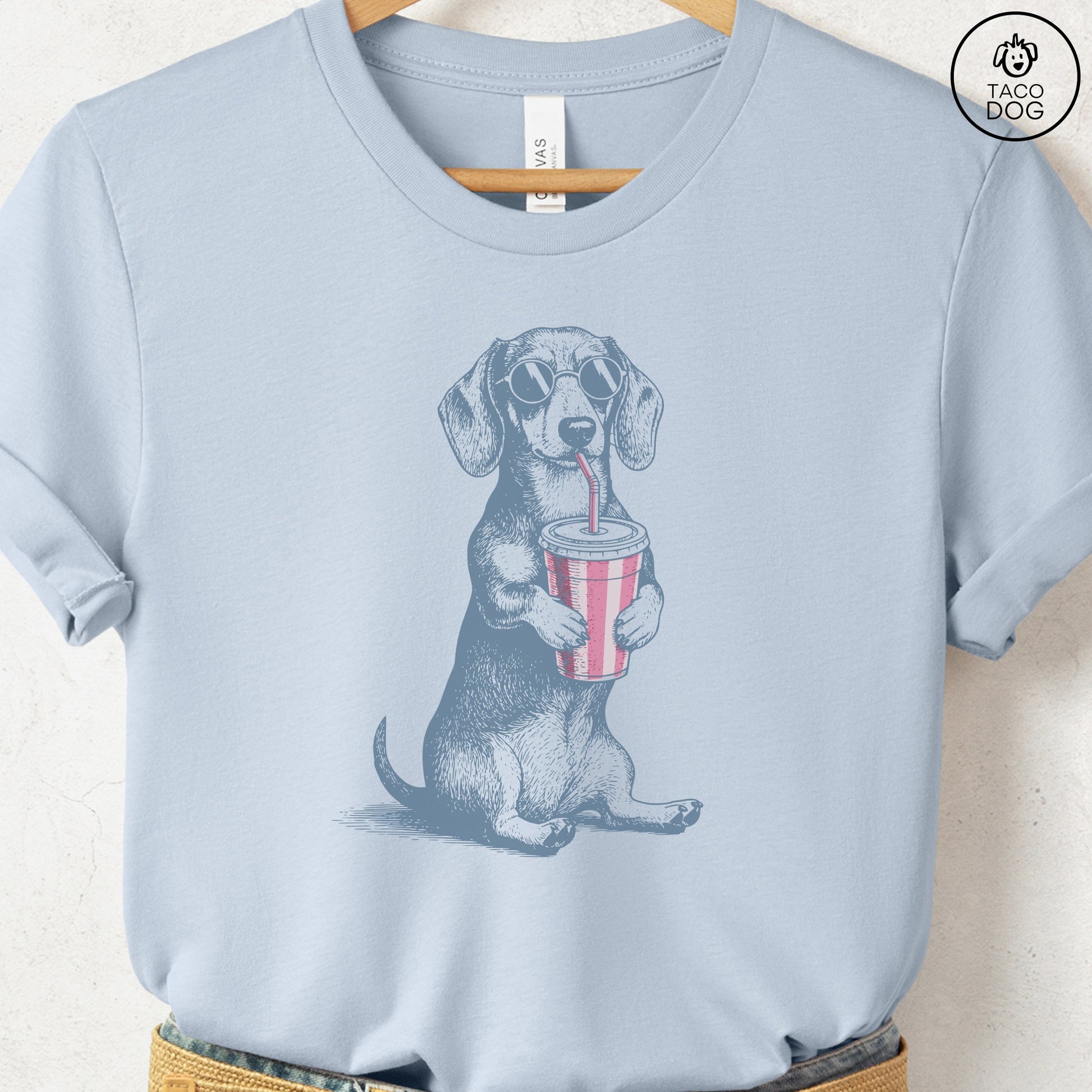 Dachshund Smoothie T-Shirt Light Blue S Taco-Dog