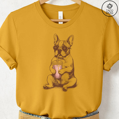 French Bulldog Frenchie Smoothie T-Shirt Mustard S Taco-Dog