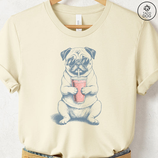 Pug Smoothie T-Shirt Natural S Taco-Dog