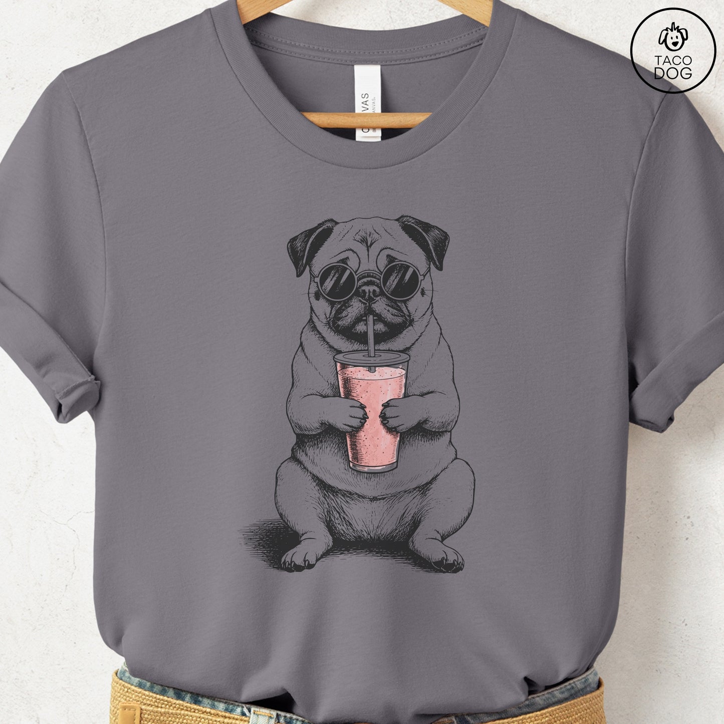 Pug Smoothie T-Shirt Storm S Taco-Dog