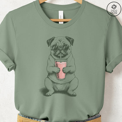 Pug Smoothie T-Shirt Sage S Taco-Dog