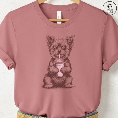 Yorkshire Terrier Yorkie Smoothie T-Shirt Heather Mauve S Taco-Dog