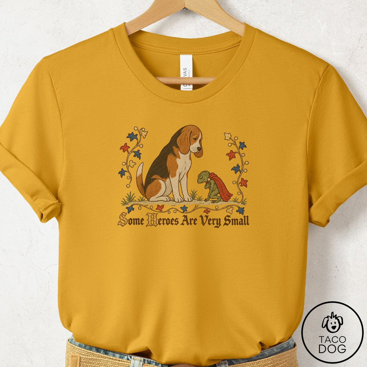Beagle Some Heroes Are Very Small T-Shirt Mustard Taco-Dog