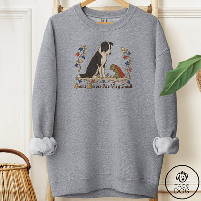 Border Collie Some Heroes Are Very Small Sweatshirt Graphite Heather Taco-Dog