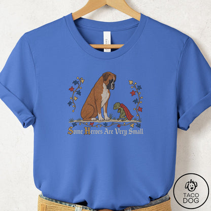 Boxer Some Heroes Are Very Small T-Shirt Columbia Blue Taco-Dog