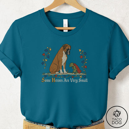 Boxer Some Heroes Are Very Small T-Shirt Deep Teal Taco-Dog