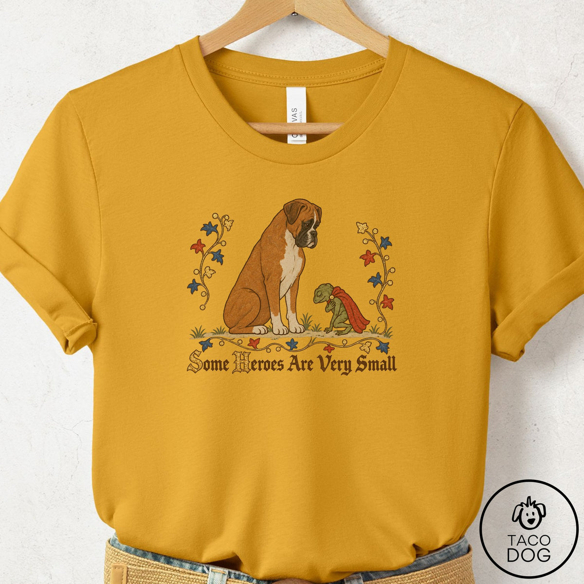 Boxer Some Heroes Are Very Small T-Shirt Mustard Taco-Dog