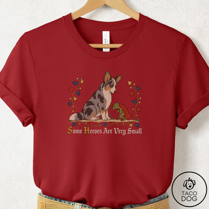 Cardigan Welsh Corgi Some Heroes Are Very Small T-Shirt Canvas Red Taco-Dog