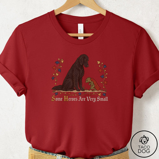 Flat-Coated Retriever Some Heroes Are Very Small T-Shirt Canvas Red Taco-Dog