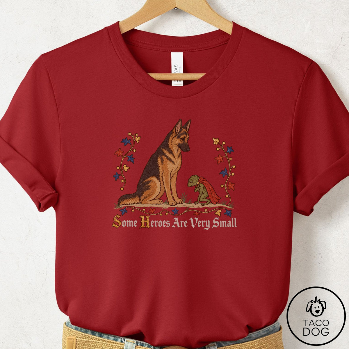 German Shepherd Some Heroes Are Very Small T-Shirt, design close-up