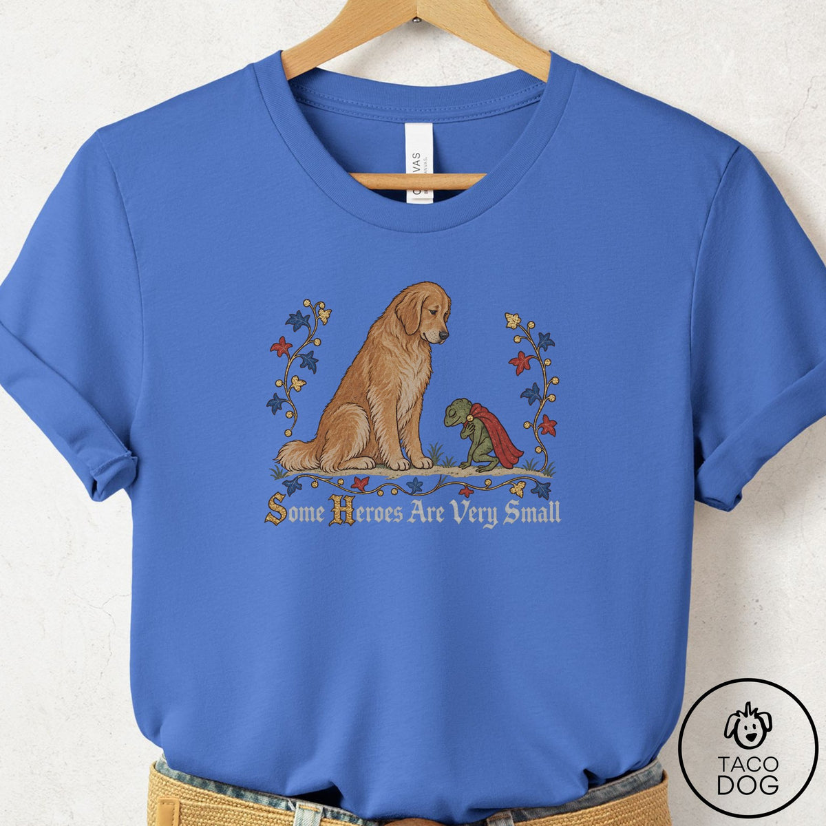 Golden Retriever Some Heroes Are Very Small T-Shirt Columbia Blue Taco-Dog