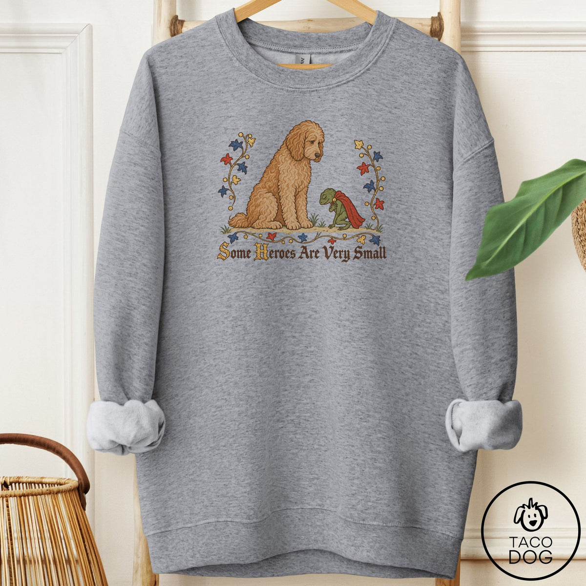 Doodle Some Heroes Are Very Small Sweatshirt Graphite Heather Taco-Dog