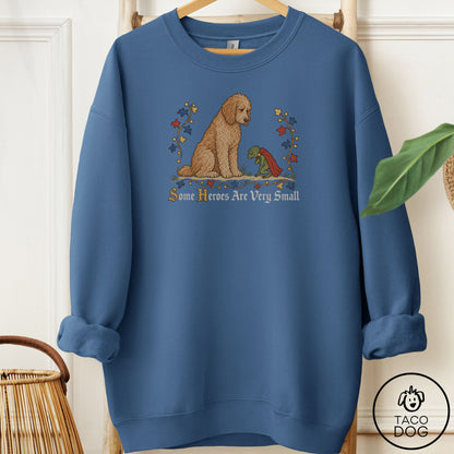 Doodle Some Heroes Are Very Small Sweatshirt Indigo Blue Taco-Dog