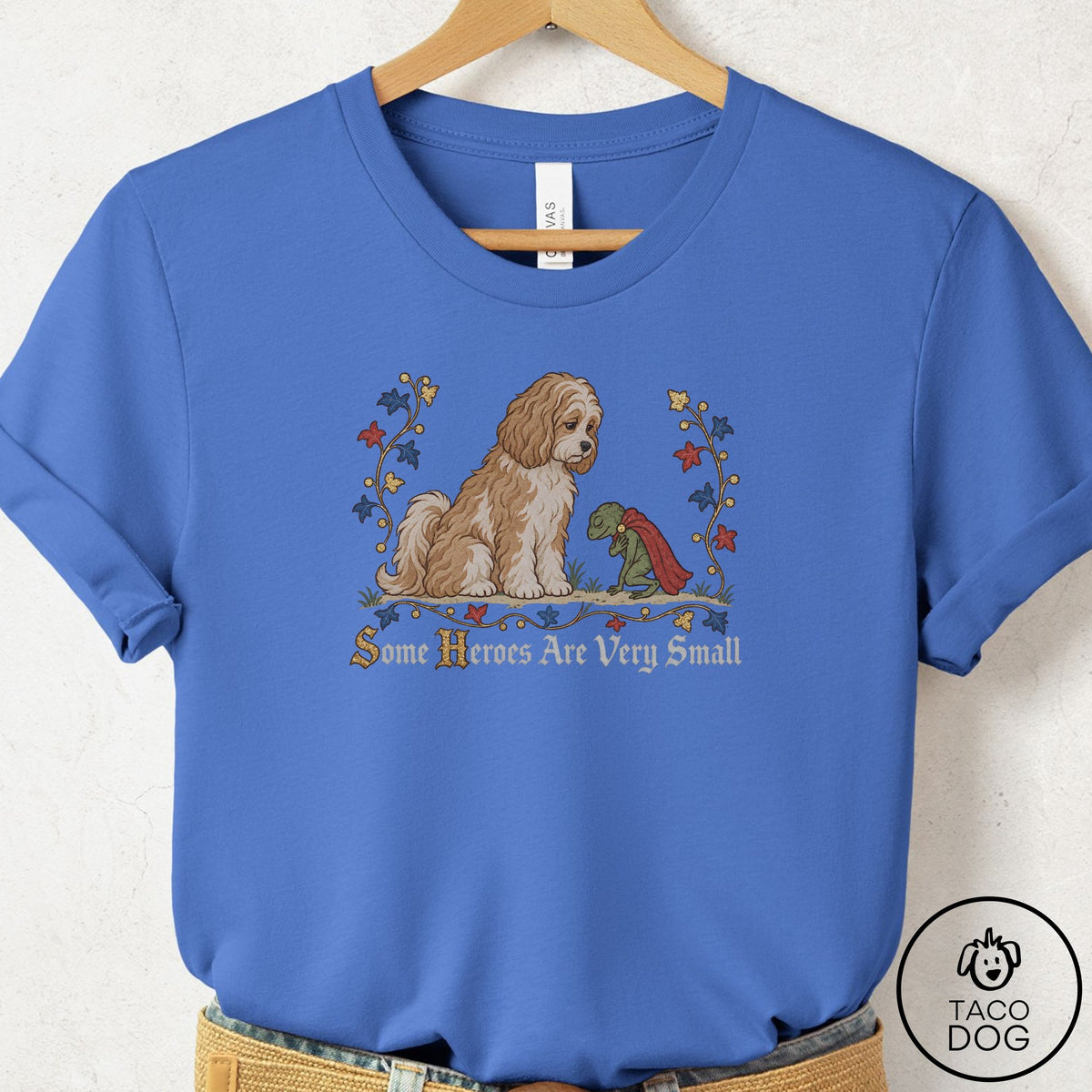 Havanese Some Heroes Are Very Small T-Shirt Columbia Blue Taco-Dog