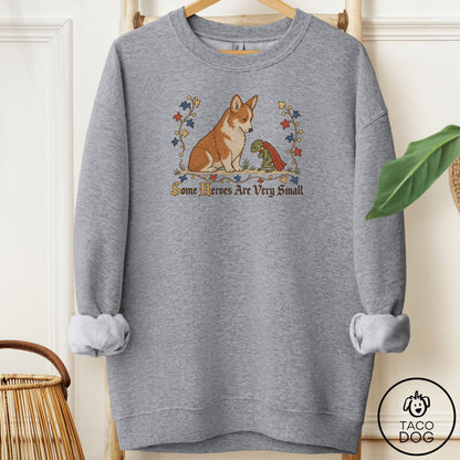 Corgi Some Heroes Are Very Small Sweatshirt Graphite Heather Taco-Dog