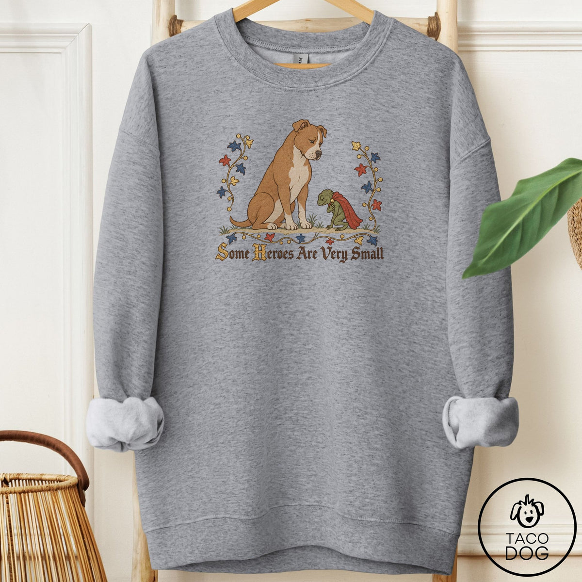 Pitbull Some Heroes Are Very Small Sweatshirt Graphite Heather Taco-Dog