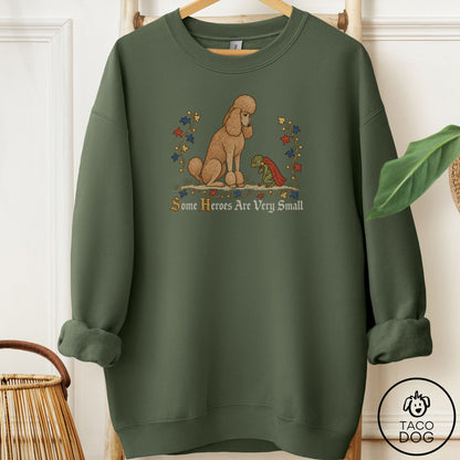Poodle Some Heroes Are Very Small Sweatshirt Military Green Taco-Dog