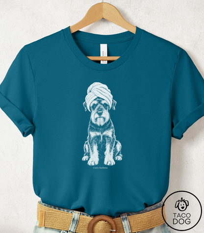 Schnauzer Spa Day Cyanotype Tee Deep Teal Taco-Dog