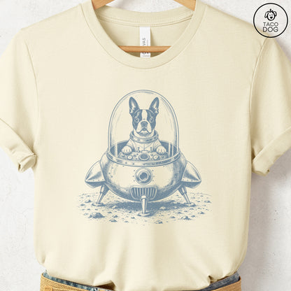 Boston Terrier Space T-Shirt Natural Taco-Dog