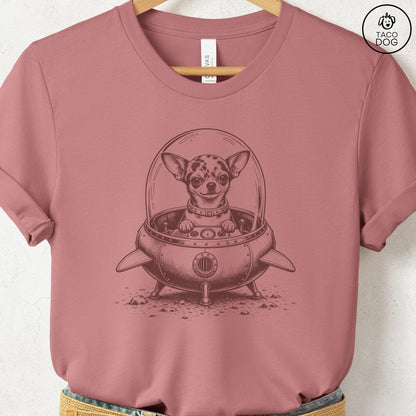 Chihuahua Space T-Shirt Heather Mauve S Taco-Dog