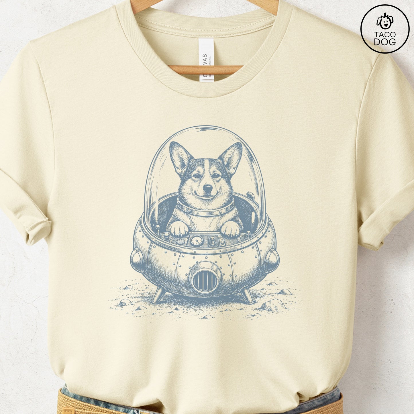 Corgi Space T-Shirt Natural Taco-Dog