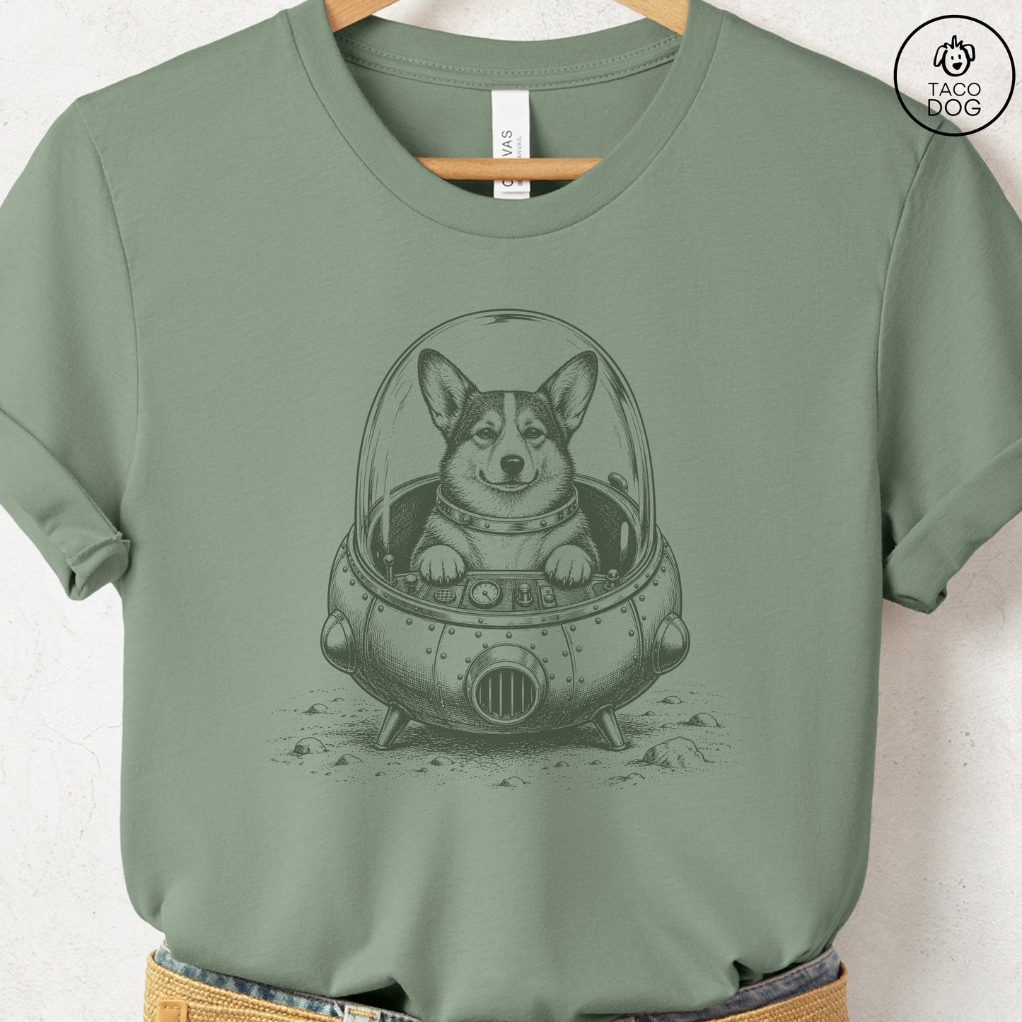 Corgi Space T-Shirt Sage Taco-Dog